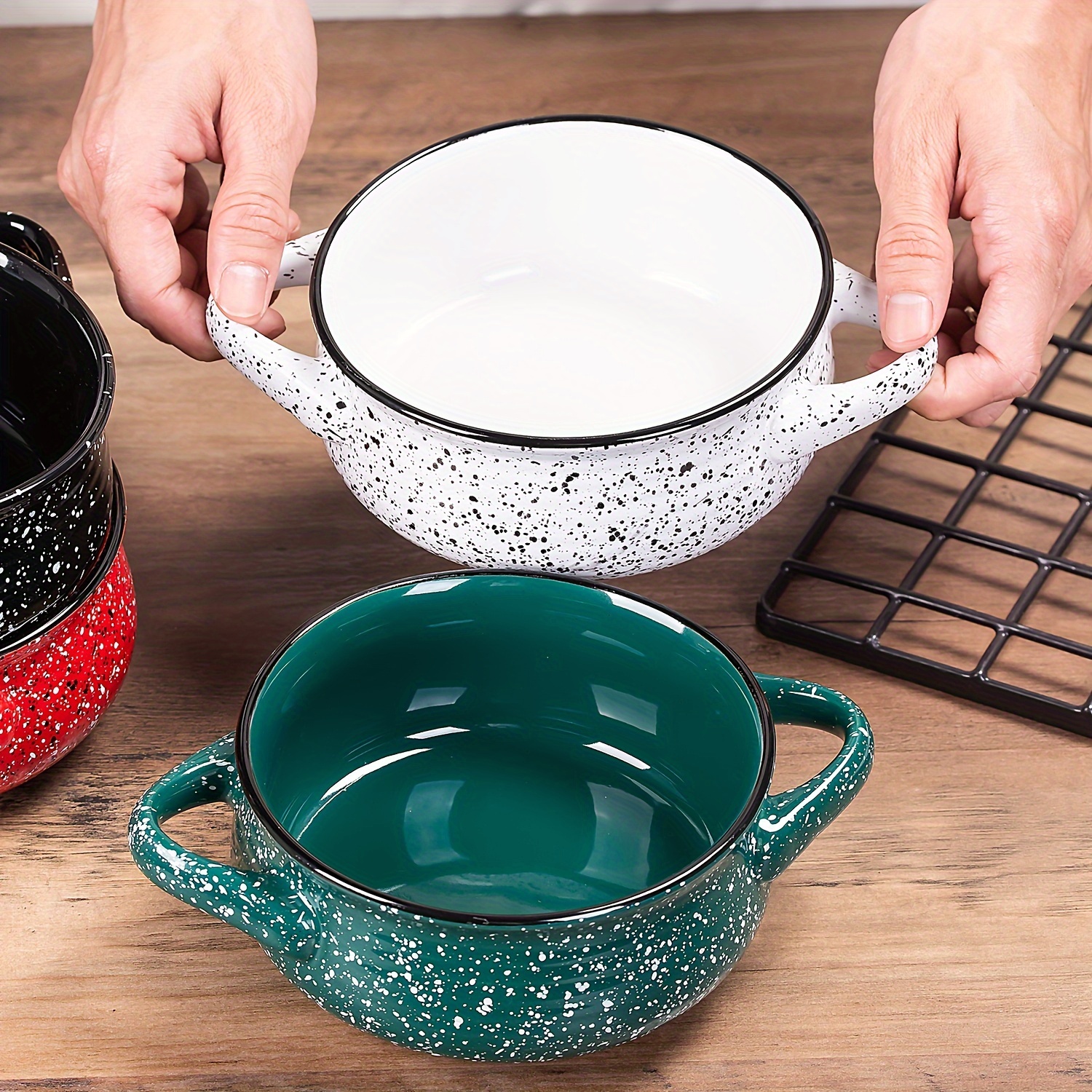 Soup Crocks Bake & Serve Oven Safe Ceramic Soup Bowls With Handles