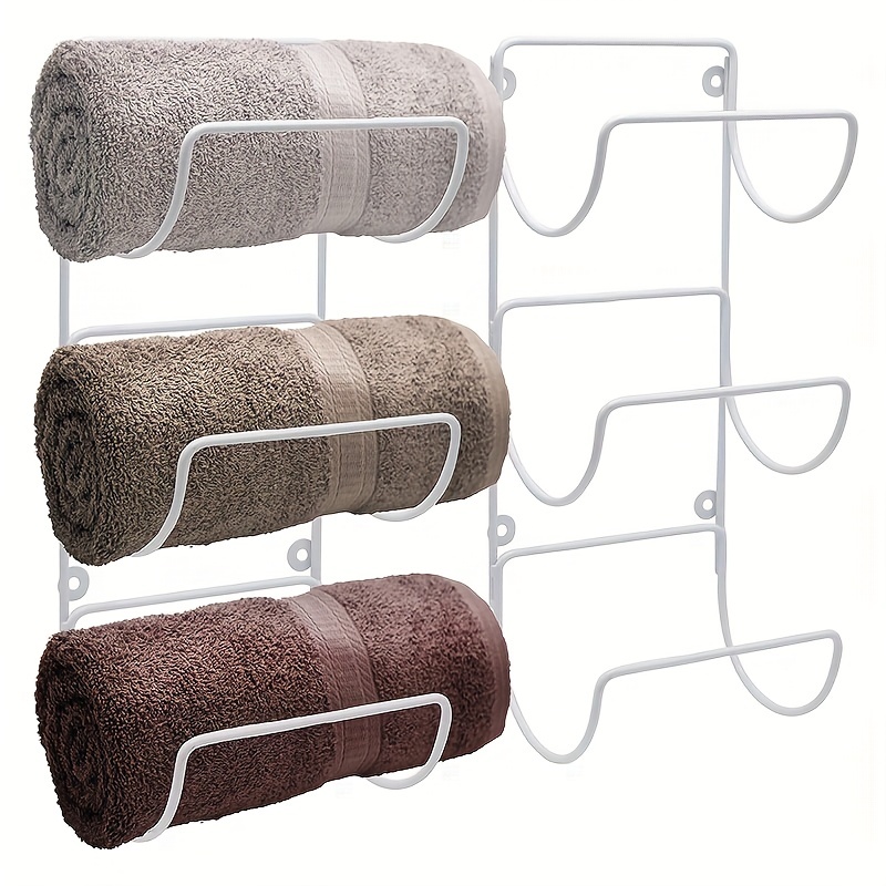 mDesign Colgador de toallas – Toalleros de pie con 3 barras – Cuelga  toallas de metal con bandeja para accesorios de baño – gris