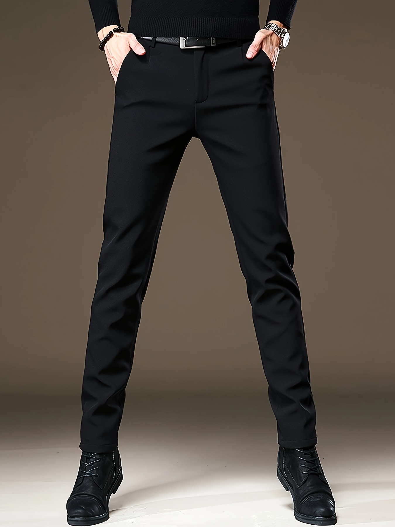 Classic Design Slim Fit Elegant Dress Pants Men's Semi - Temu