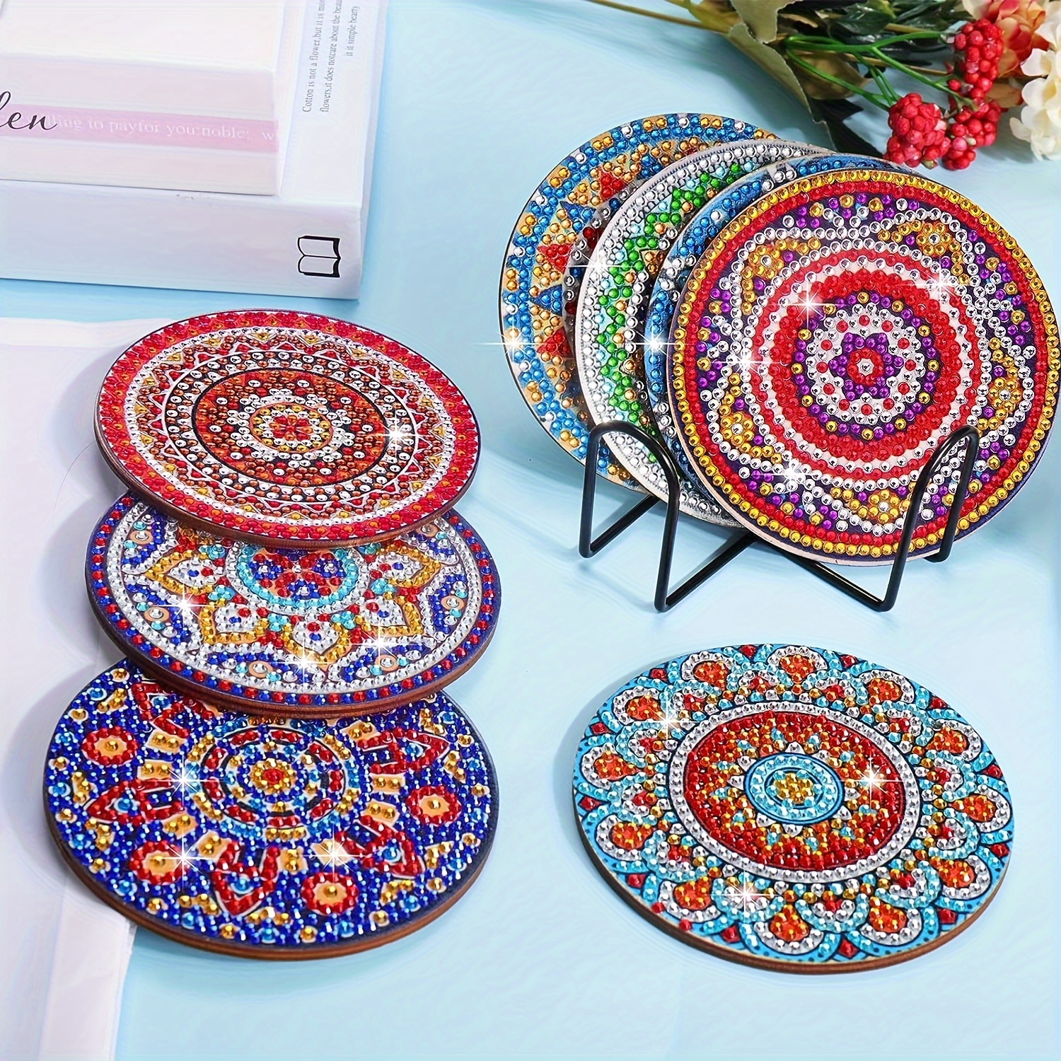 Temlum 6 Pcs Diamond Painting Coasters With Holder, Diy Mandala Coasters Diamond  Painting Kits For Beginners, Adults & Kids Art Craft Supplies