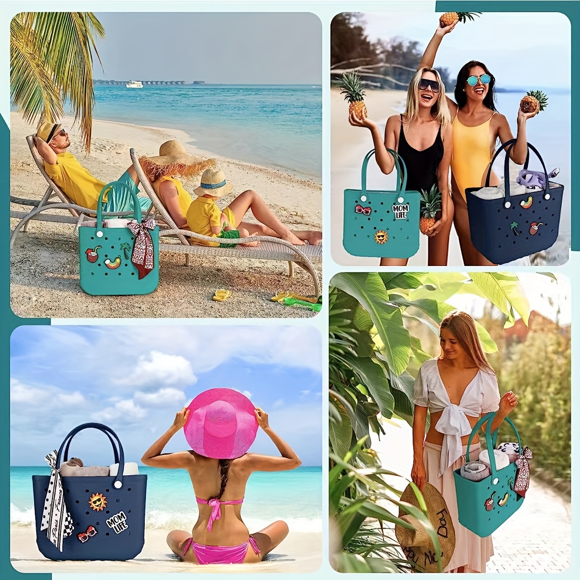 Bolsa de almacenamiento de playa extragrande para mujer, bolso de mano de  piscina grande impermeable con