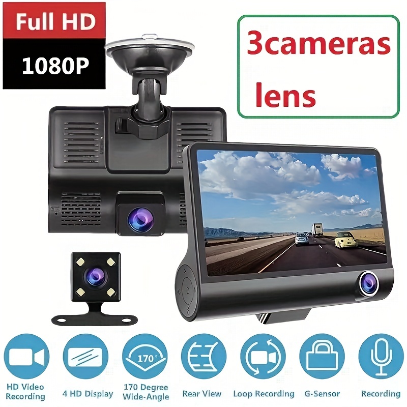 Car Dvr 3 Cameras Dash Cam Car Video Recorder Auto - Temu