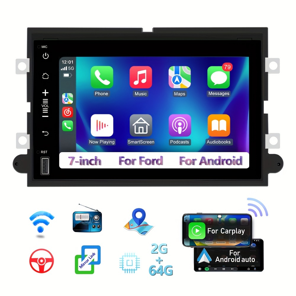 1G+32G Doble DIN Android 13 Estéreo de coche con Apple Carplay Android  Auto, 10.1 pulgadas Pantalla táctil Radio de coche con HiFi/BT/GPS Soporte  de