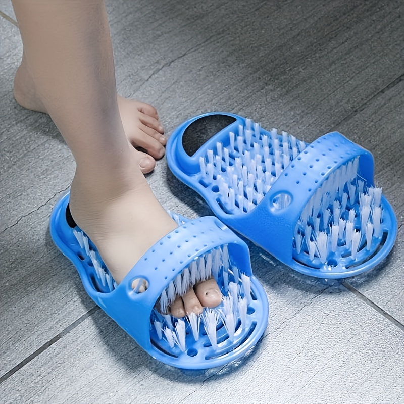 Bathroom Foot Cleaner,2 Pcs Shower Foot Brush Cleaner Massager Slippers  Scrubber Bathroom Washing Legs Sandal with Suction Cups Promotes  Circulation Washer Bath Shoes for Feet Pumice Stone