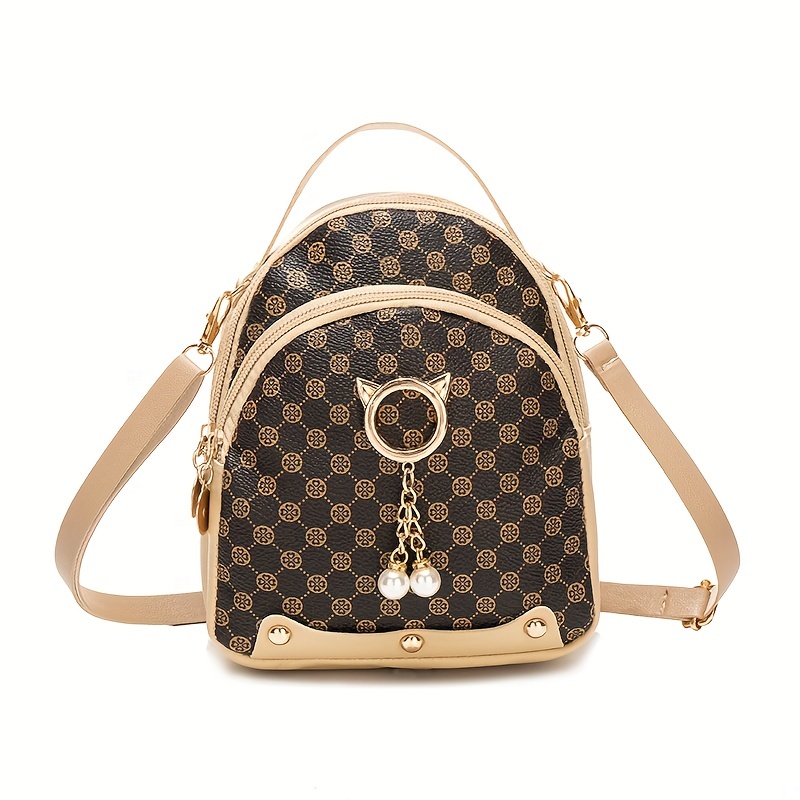 New LV men's and women's canvas contrast backpack
