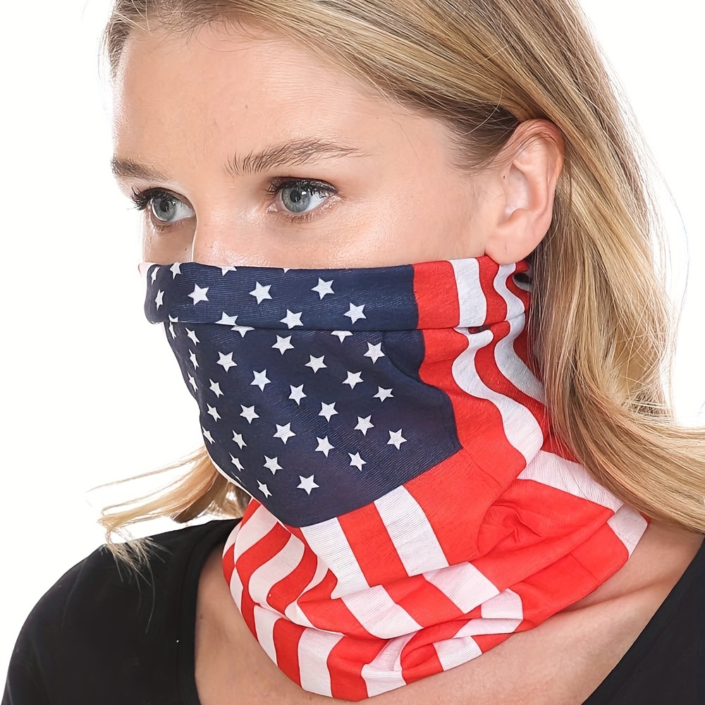 6pcs Set Flag Print Neck Gaiter Elastic Balaclava