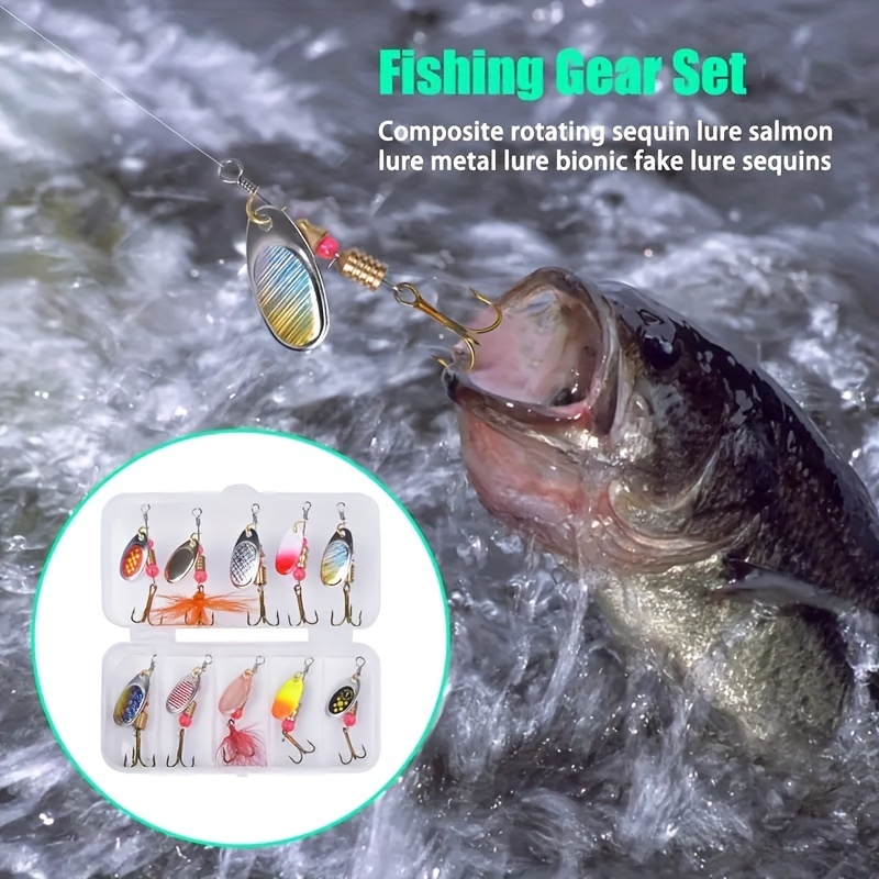 LotFancy Hard Metal Fishing Lures, 30 Spinner Baits with Tackle Box, Size: 30Pcs+Tackle Box
