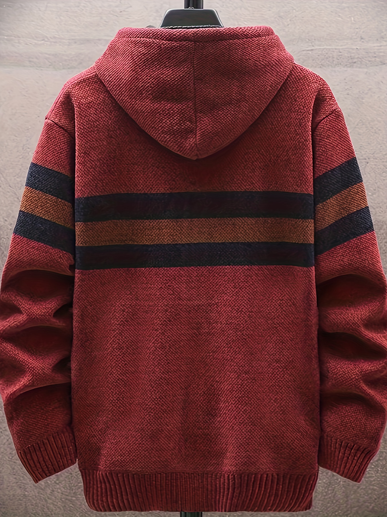 Red and black online striped zip up hoodie