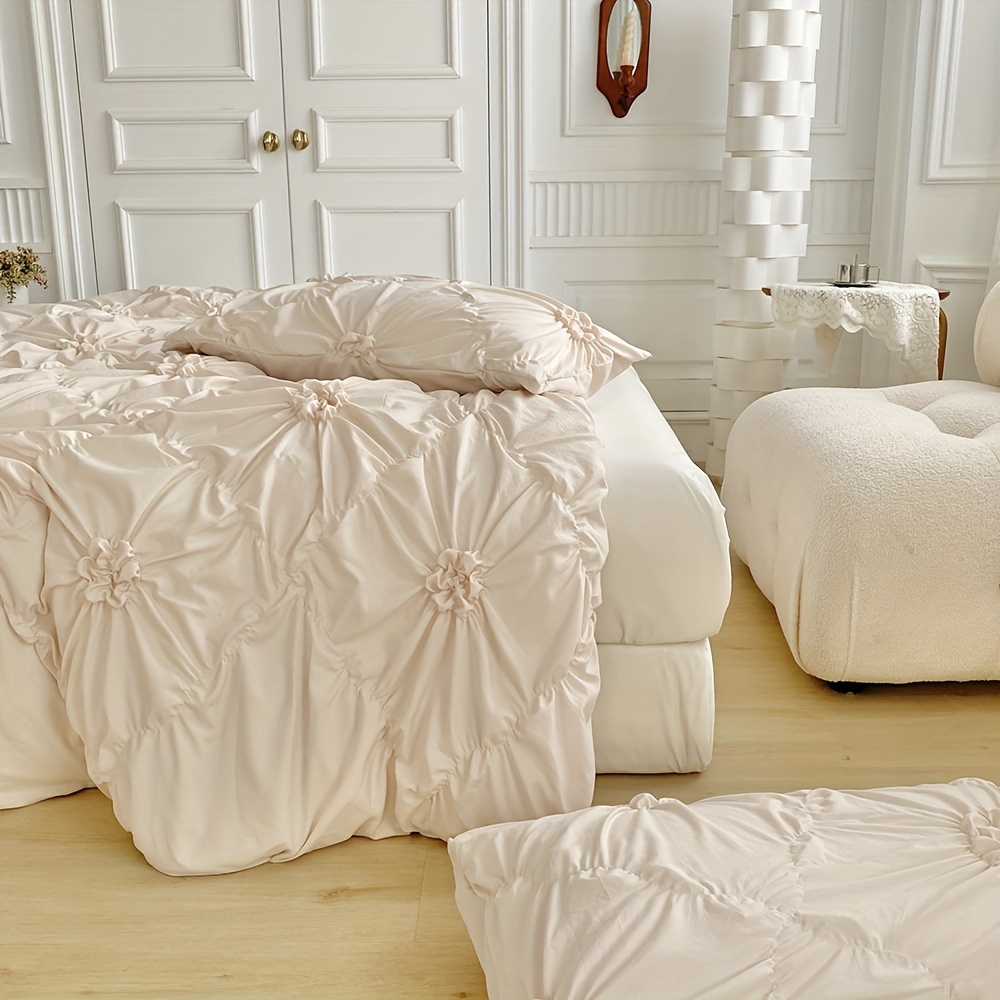 Pleated Duvet Set Cream –