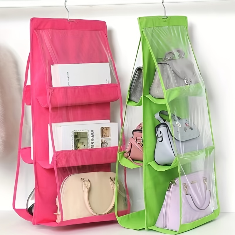 Clear Double-Sided Bag Organizer with 6 Pockets