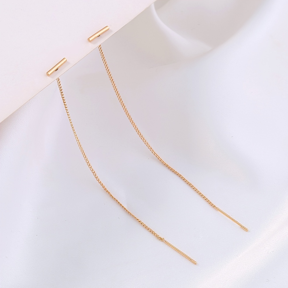 Minimalist Drop Chain Threader Earrings