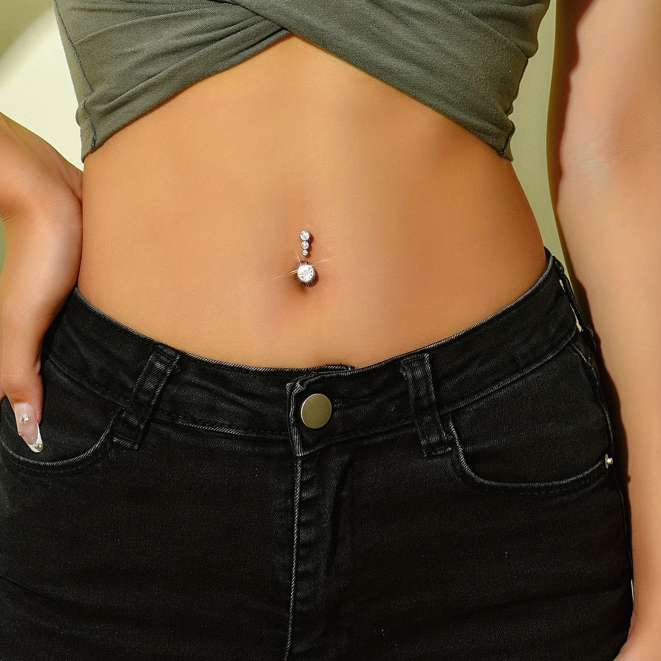 Inlaid Round Zircon Vintage Belly Button Ring