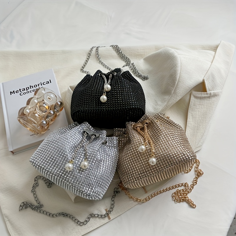 Women's Oval Rhinestone Decor Banquet Bag, Metal Top Handle Evening Bag,  Classic Luxury Purse - Temu Germany