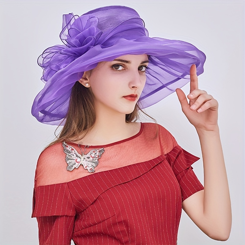 Foldable Flower Organza Sun Hat Solid Mesh Breathable Travel Beach Hats