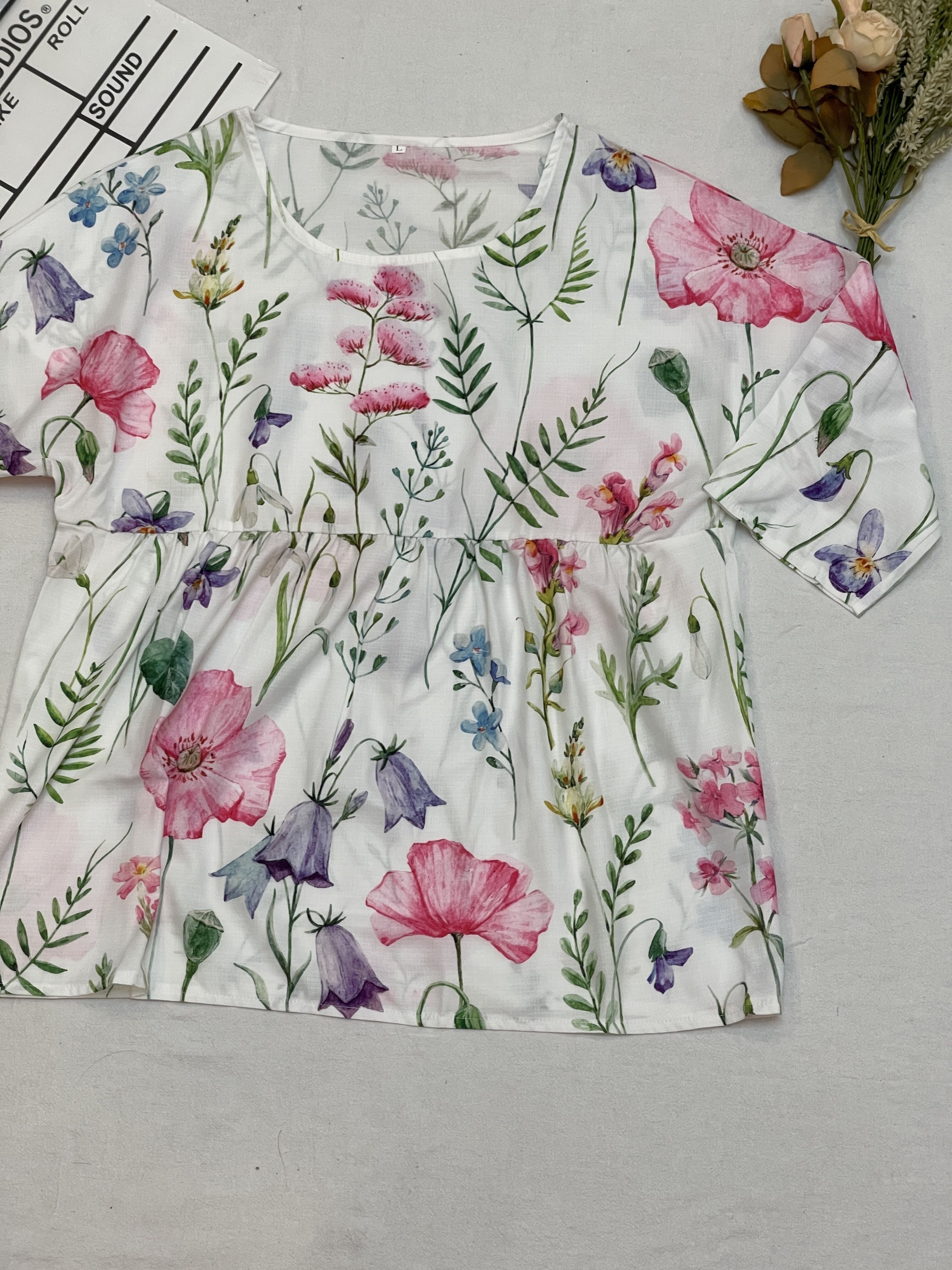 floral half shirt