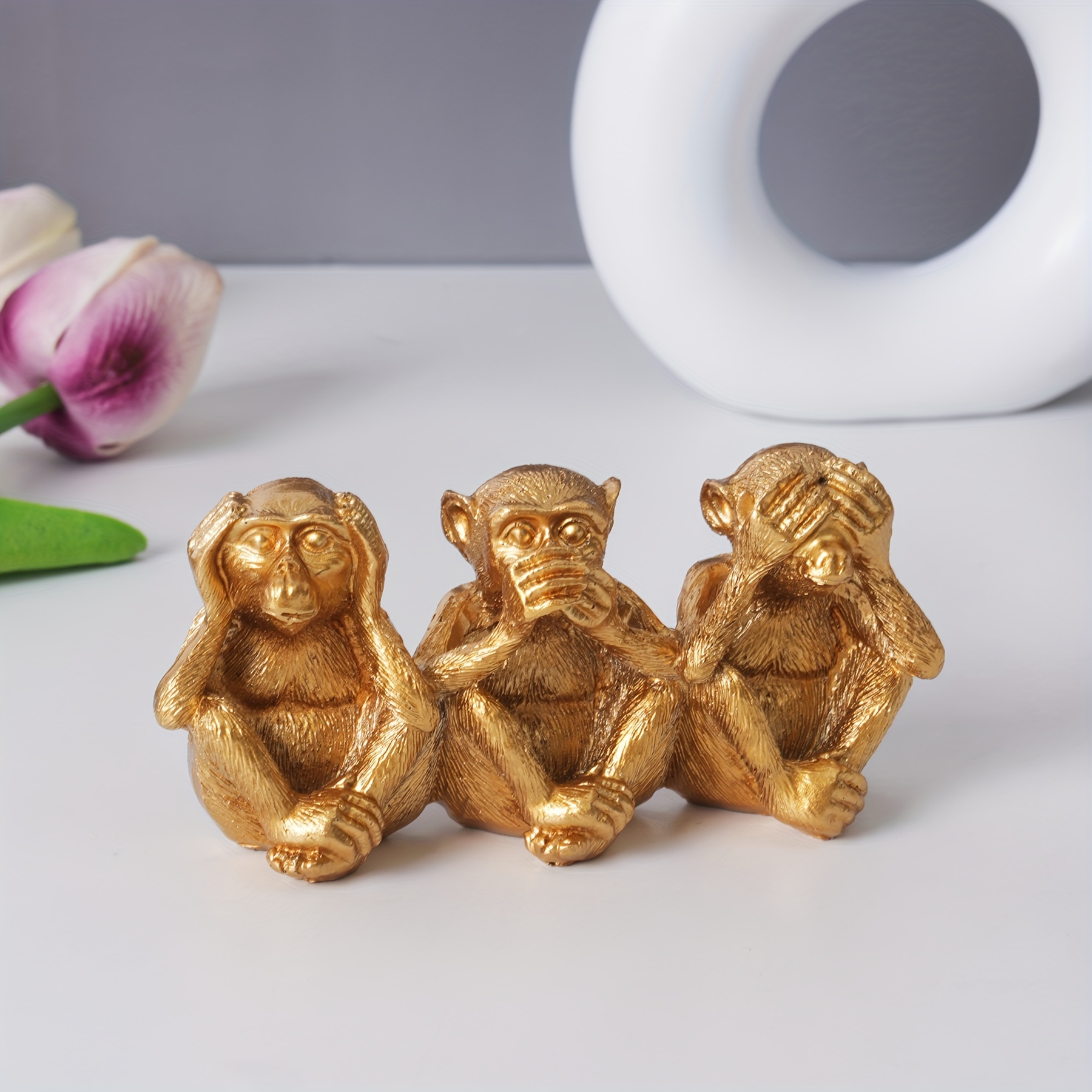 3pcs/set Sitting Monkey Home Decor Ornament With Do Not See, Do Not Say, Do  Not Listen Gestures, Vintage Solid Color Distressed Style Interior  Decoration Crafts Suitable For Indoor All Seasons