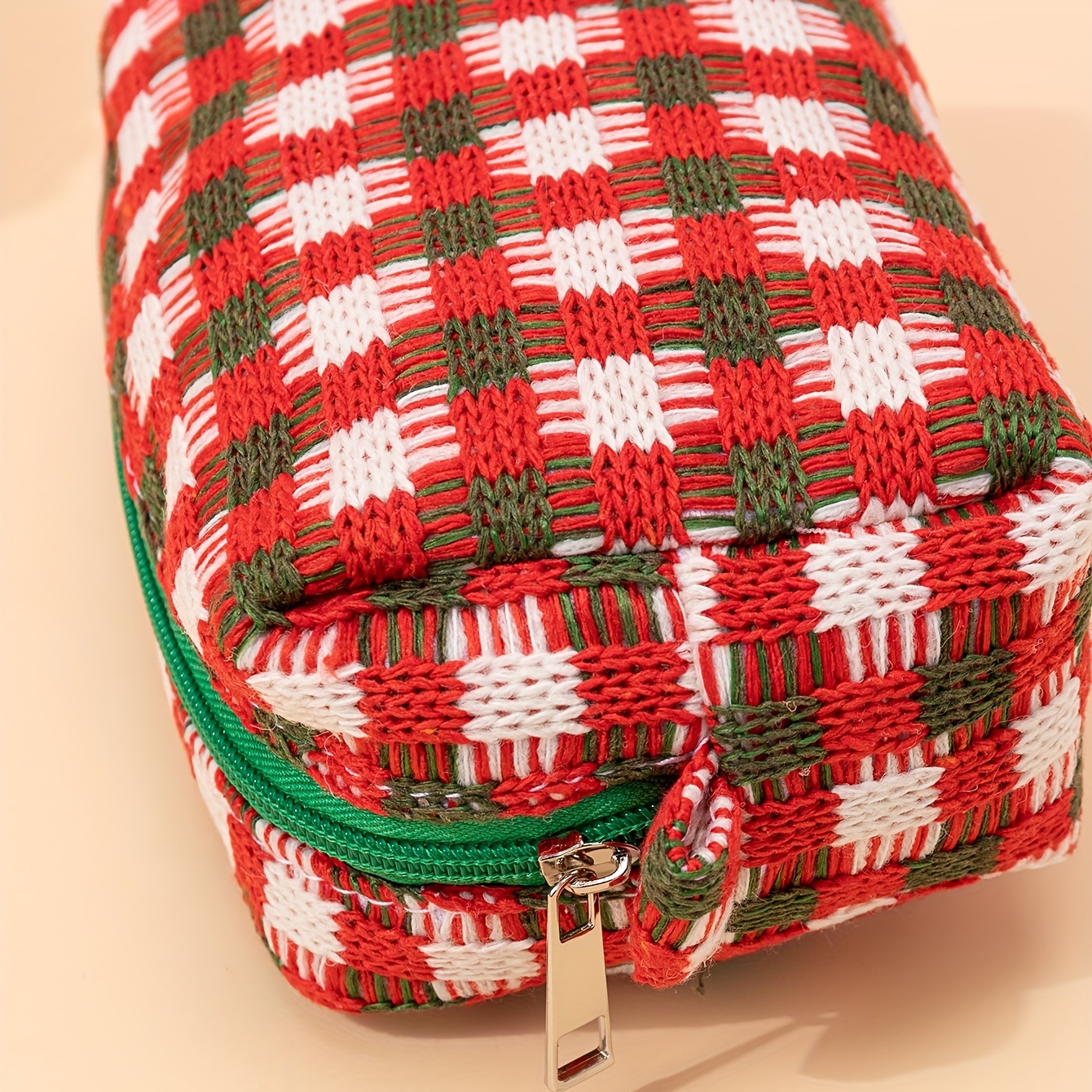 Plaid Pattern Square Makeup Bag, Zipper Cosmetic Bag, Cosmetic Organizer  Versatile Travel Toiletry Bag - Temu