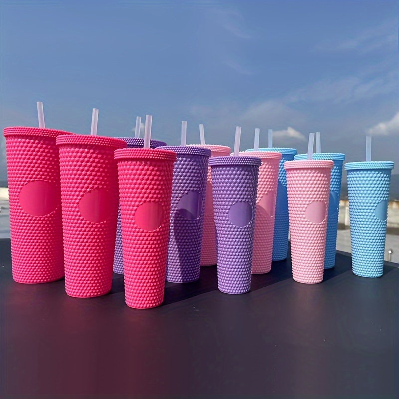 Reusable Cups with Lids and Straws - 7 Iced Coffee Cups with Lids, Plastic  Tumblers with Lids and Straws, Plastic Cups with Lids and Straws, Travel
