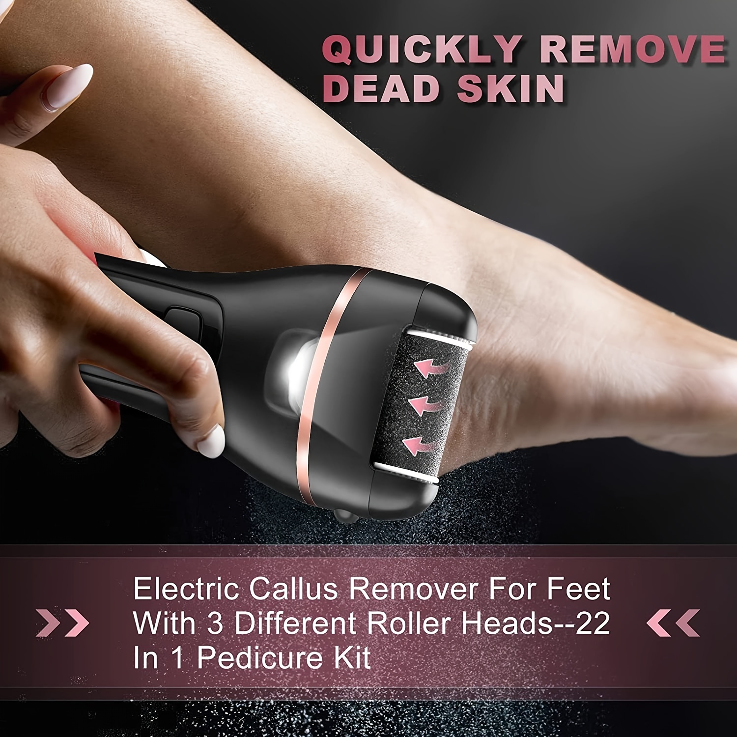 Electric Callus Remover For Feet, 2 Speed Electric Foot File, Rechargeable Foot  Callus Remover Pedicure Kit With 3 Roller Heads For Cracked Heels And Dead  Skin - Temu