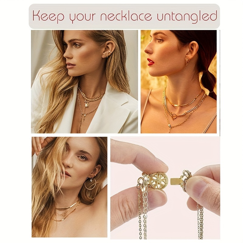 2 Pcs Layered Necklace Clasps Necklace Connector Multiple Strands Clasp for  Layering Jewelry,Gold and Silver Separator for Stackable Necklaces Chains