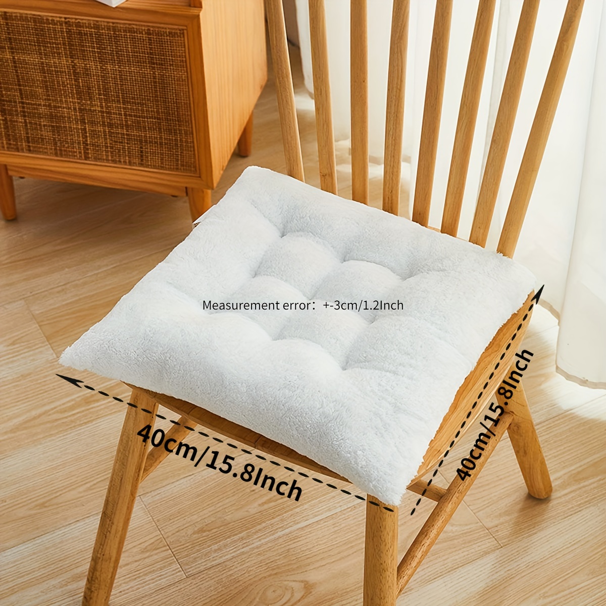  Fluffy Square Chair Pad Seat Cushion for Dining Chairs with  Ties Soft Faux Fur Floor Pillow Area Rugs Home Decor No Slip Patio Kitchen Office  Dorm Sofa Chair Cover Pad Comfort
