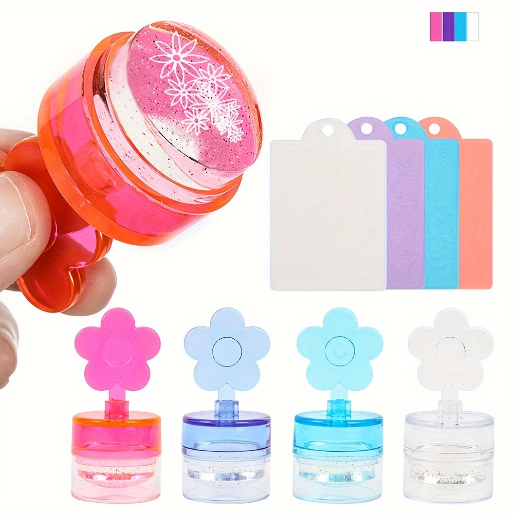 1 Set Nail Art Stamper With Nail Scraper, Removable Design Transparent  Silicone Nail Stamper Manicure Tools