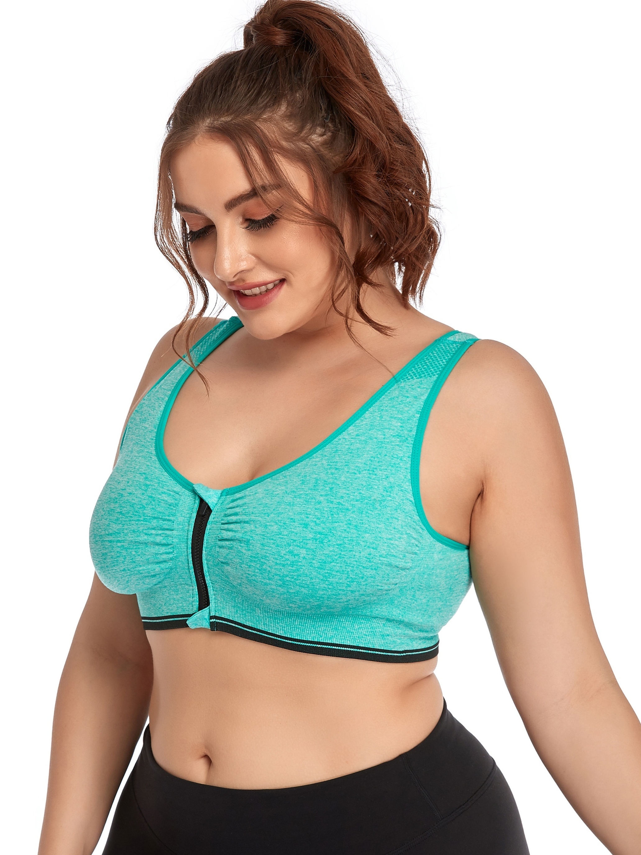 With Removable Pads High Neck Push Up Sports Bra for Women