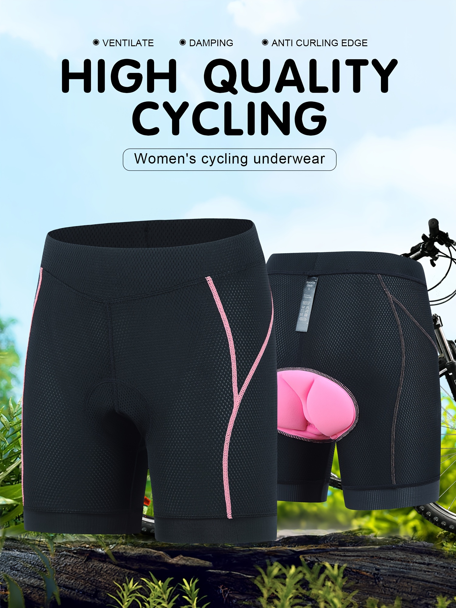 Women's Padded Cycling Underwear With Silicone Gel Cushioning, High  Elasticity Cycling Shorts For Buttocks Lifting, One Piece Gym Shorts
