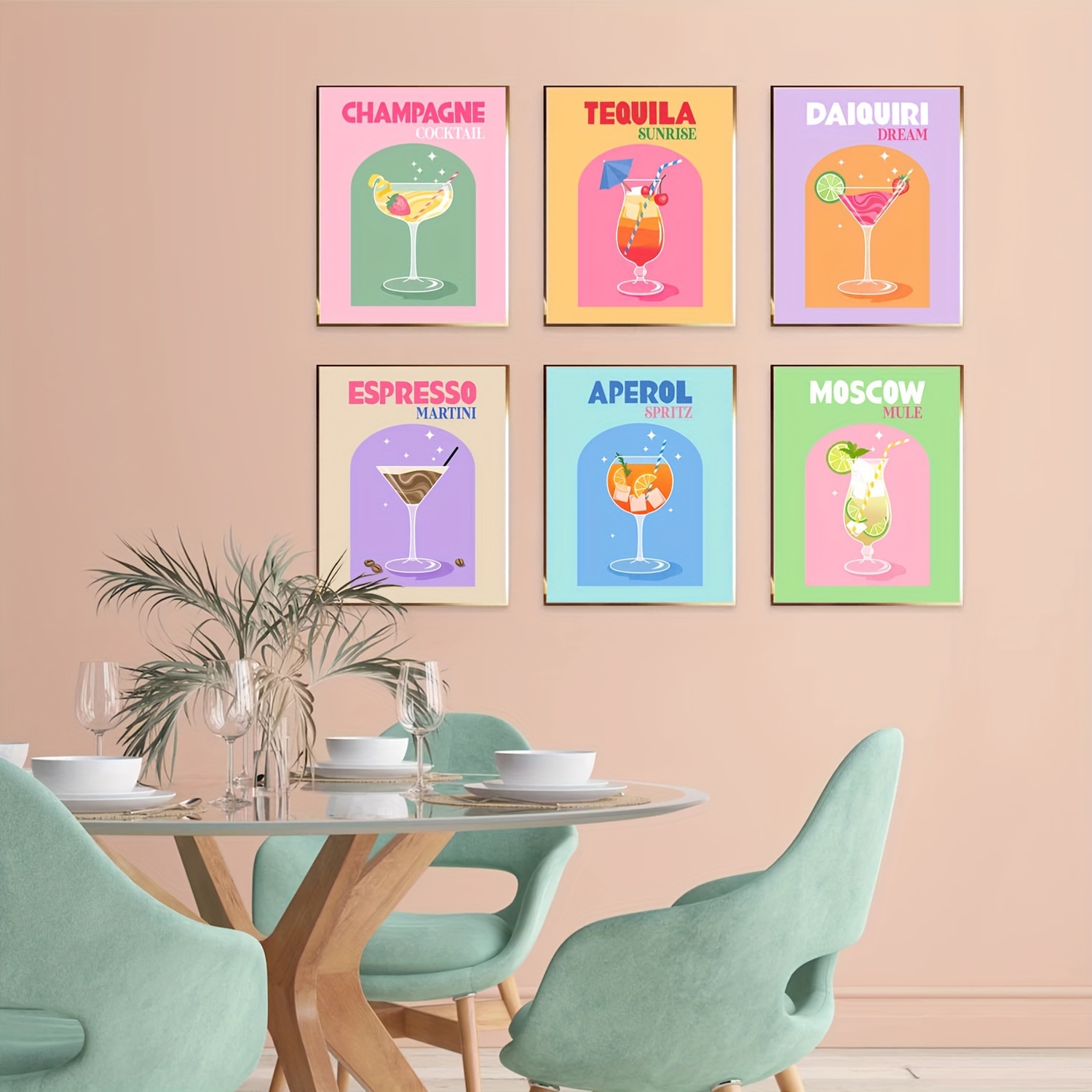 1pc Toile Murale Cocktail Colorée Pour La Décoration De La - Temu