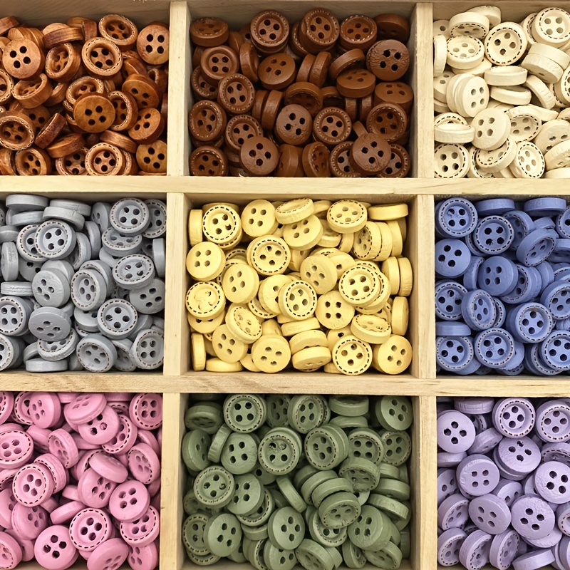  Botones de madera estilo vintage de 0.787 in con dos agujeros y  dos botones de madera para manualidades, botones de madera vintage para  botones de madera pintada de ganchillo para costura