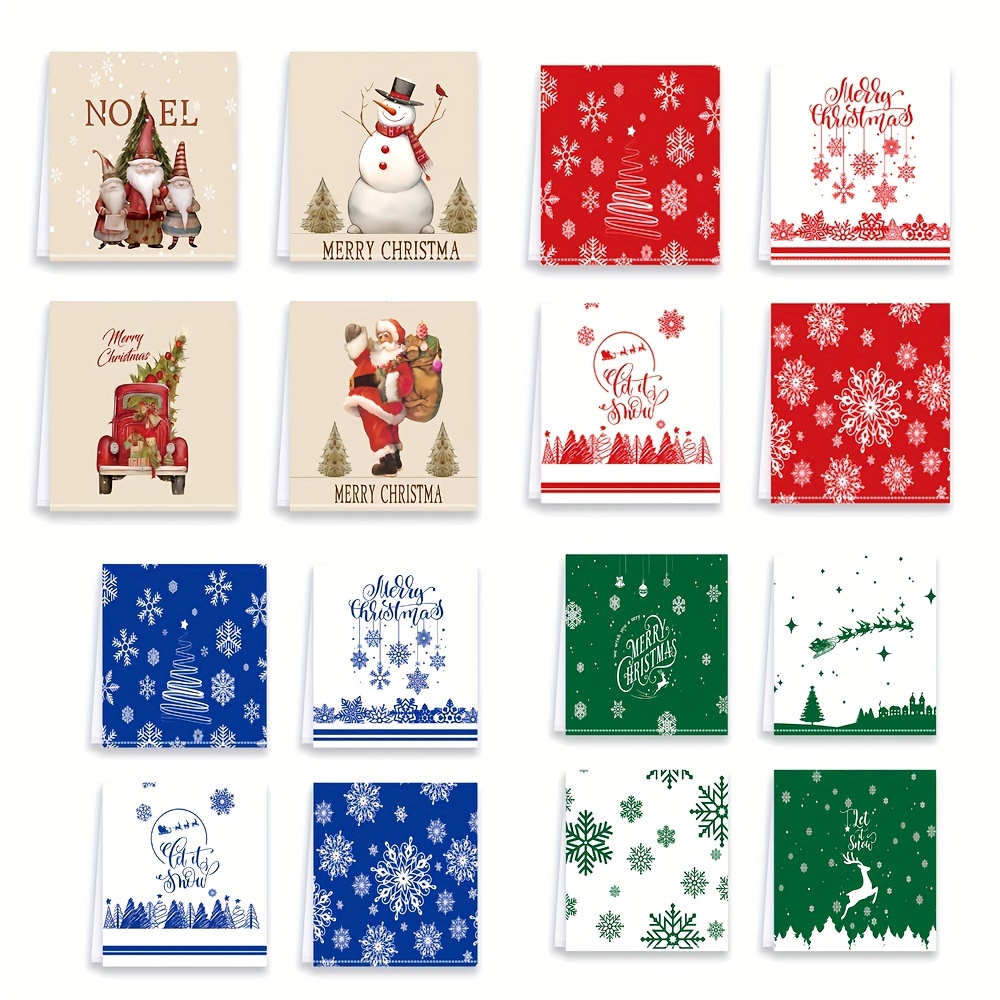 Christmas Hand Towels Santa Claus Snowman Pattern Winter - Temu