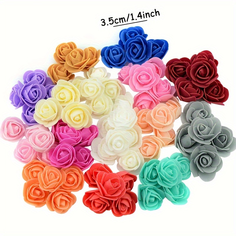 1.4 inches Mini Foam Rose Artificial Rose Fake Flower Head Artificial Craft  Rose Rose Petals Confetti for Handmade DIY Wedding Home Decoration  Accessories, Pack of 50,Rose Red 