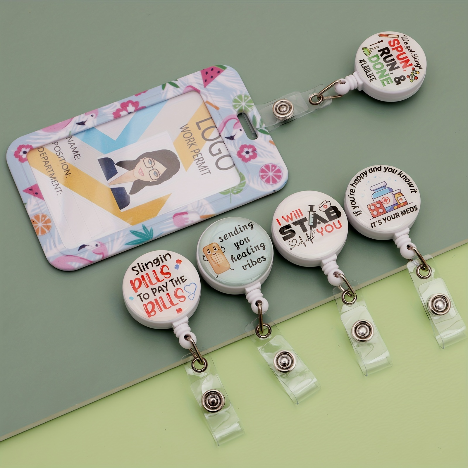  Funny Treat and Yeet Badge Reel - Cute Retractable ID Holder  for RNs - RT Pull Clip - Gift for Nursing Student : Handmade Products