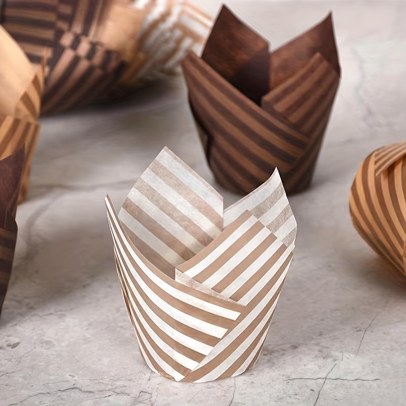 Tulip Muffin Cups Disposable Cupcake Cups Stripes Pattern - Temu