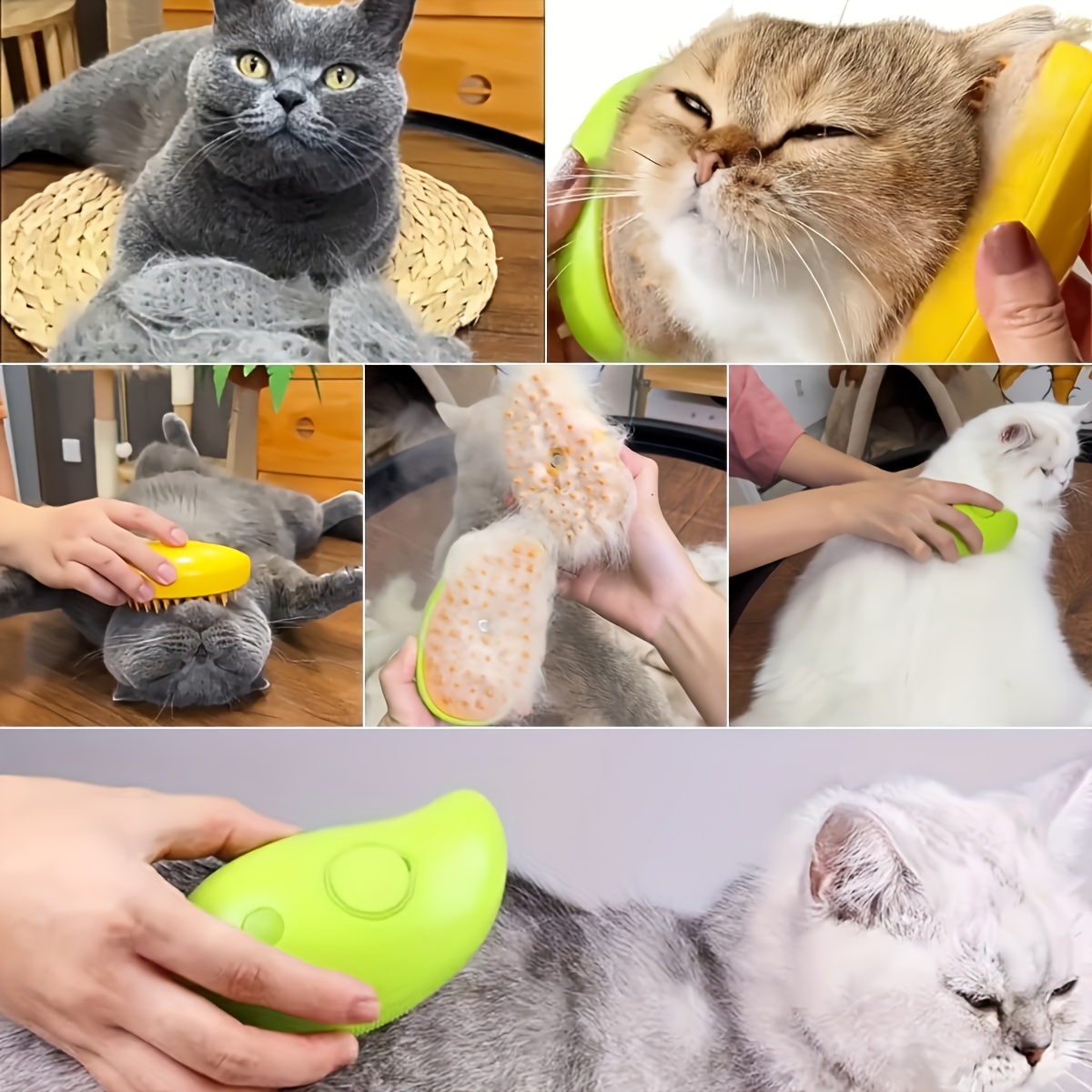 Steamy Cat Brush , 3 In1 Cat Steamy Brush, Self Cleaning Steam Cat