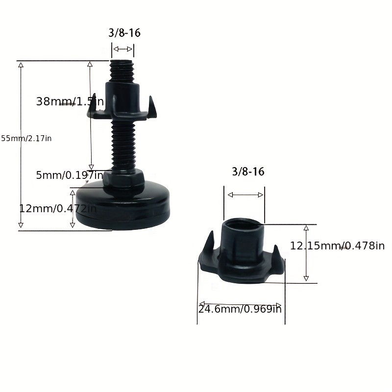 12 Set Claw T-nuts Inserts Carbon Steel Adjustable Leveling Feet, Leveling  Feet