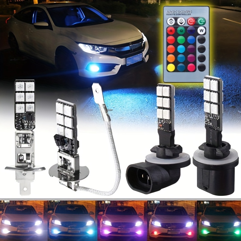 2 Color Changing Fog Lights 9005 9006 H11 H1 H3 H7 H8 H4 Led Rgb Color