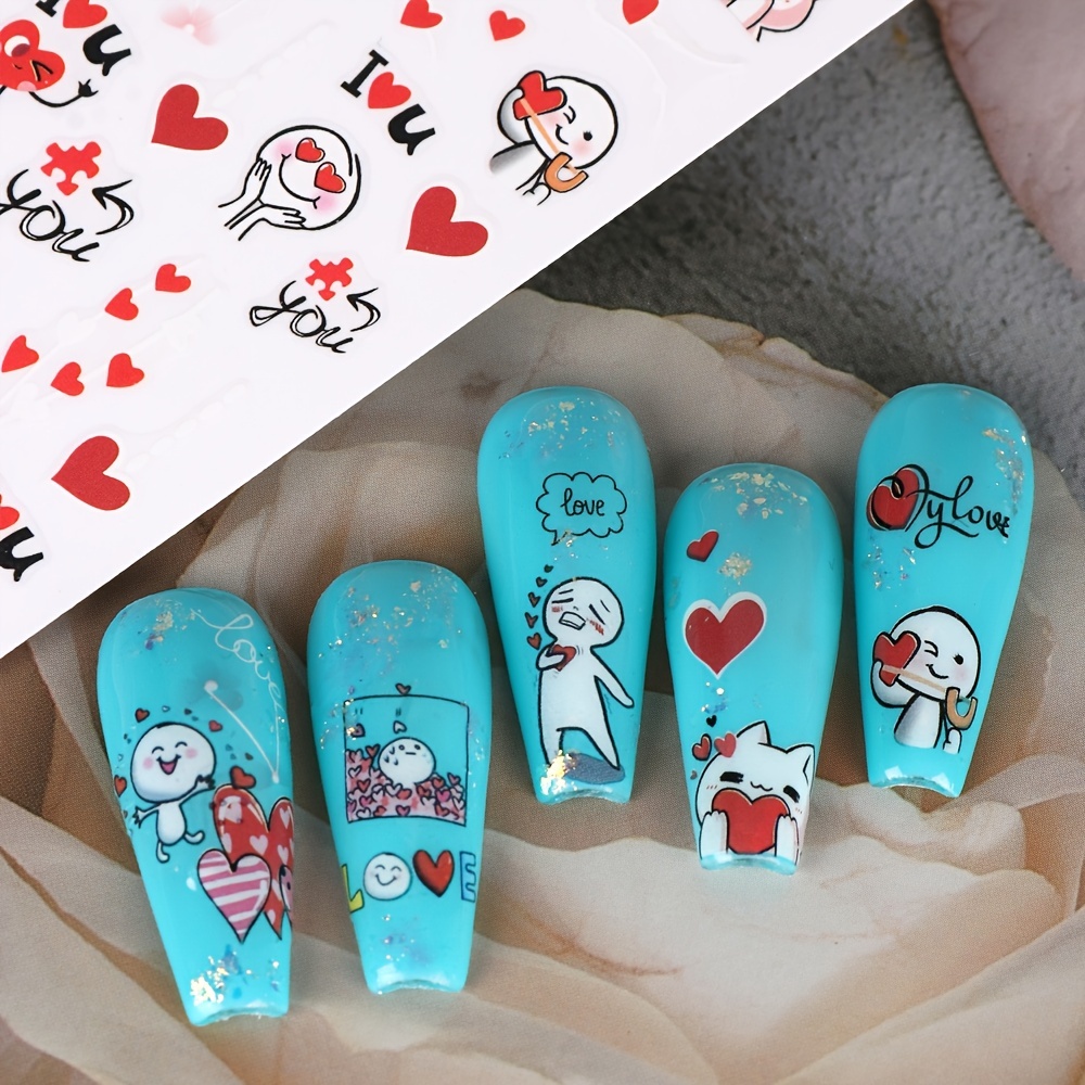 8 Sheets Valentine Nail Art Stickers 3D Self Adhesive Nail  Design Designer Nail Stickers Decoration Valentines Heart Nail Decals for  Women Girls Valentine Nails Decals Supply : Beauty & Personal Care