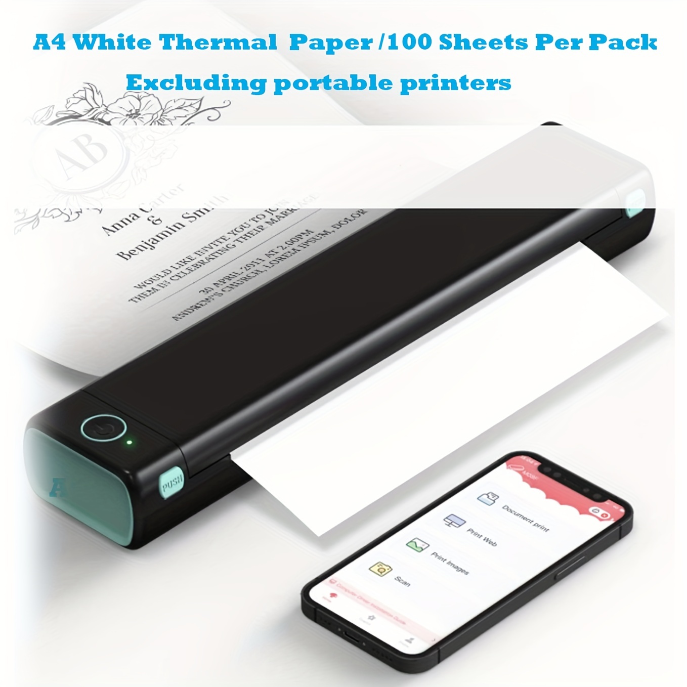 Us Letter Size Paper 8.5x11 Thermal Printer Paper Multipurpose White Paper  Compatible M08f Mt800 Mt800q Letter Portable Printers - Copy & Multipurpose  Paper - AliExpress