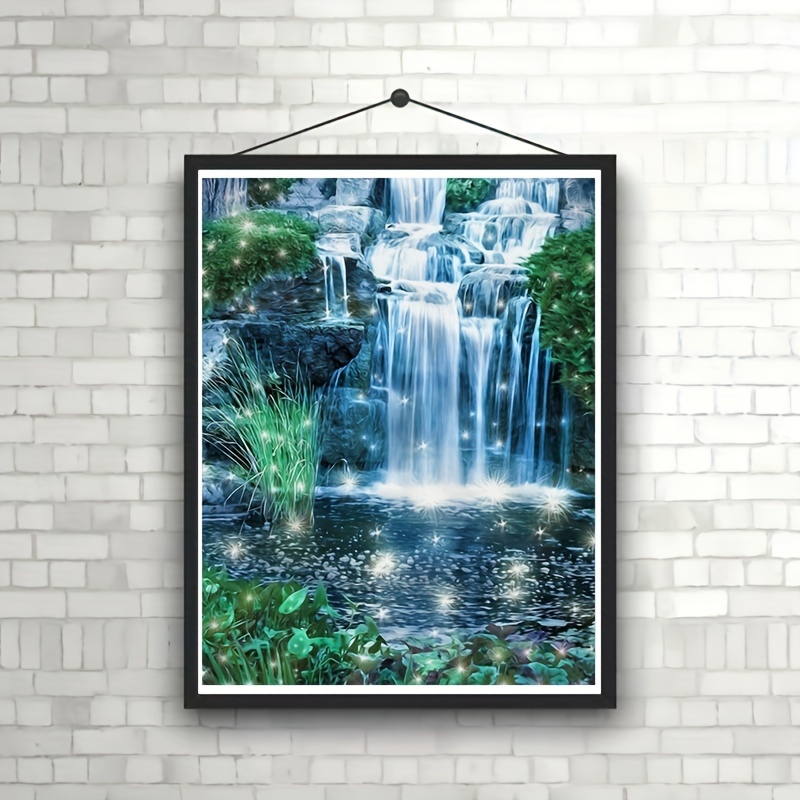 Full Square Diamond Canvas Waterfall Landscape Home - Temu