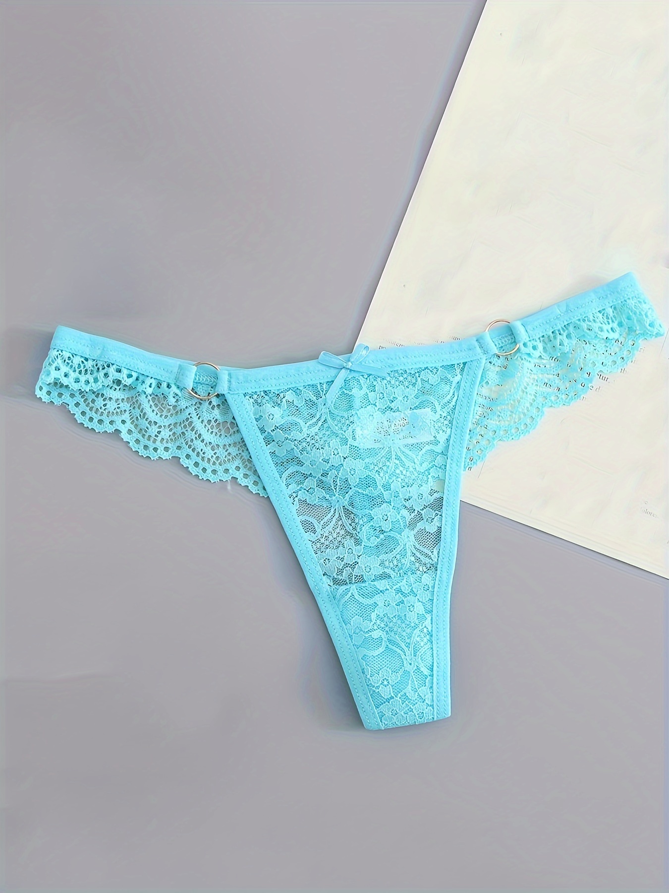 2-pack Lace Thong Briefs - Sky blue - Ladies