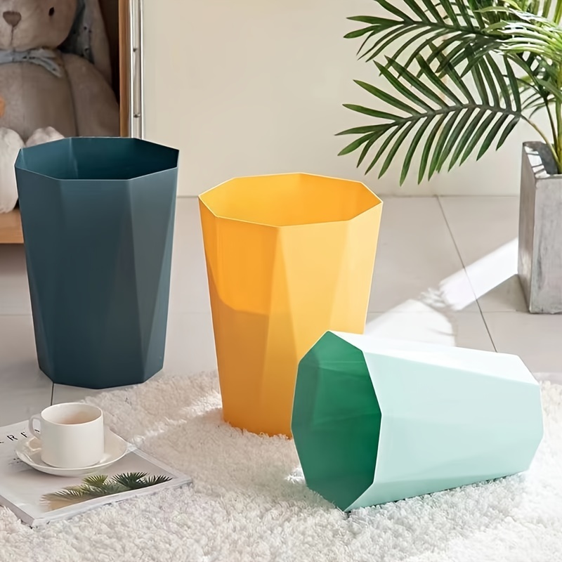 

2pcs -inspired Diamond Pattern Trash Cans - Sleek, Open- For Kitchen, Living Room, Office & Hotel Use