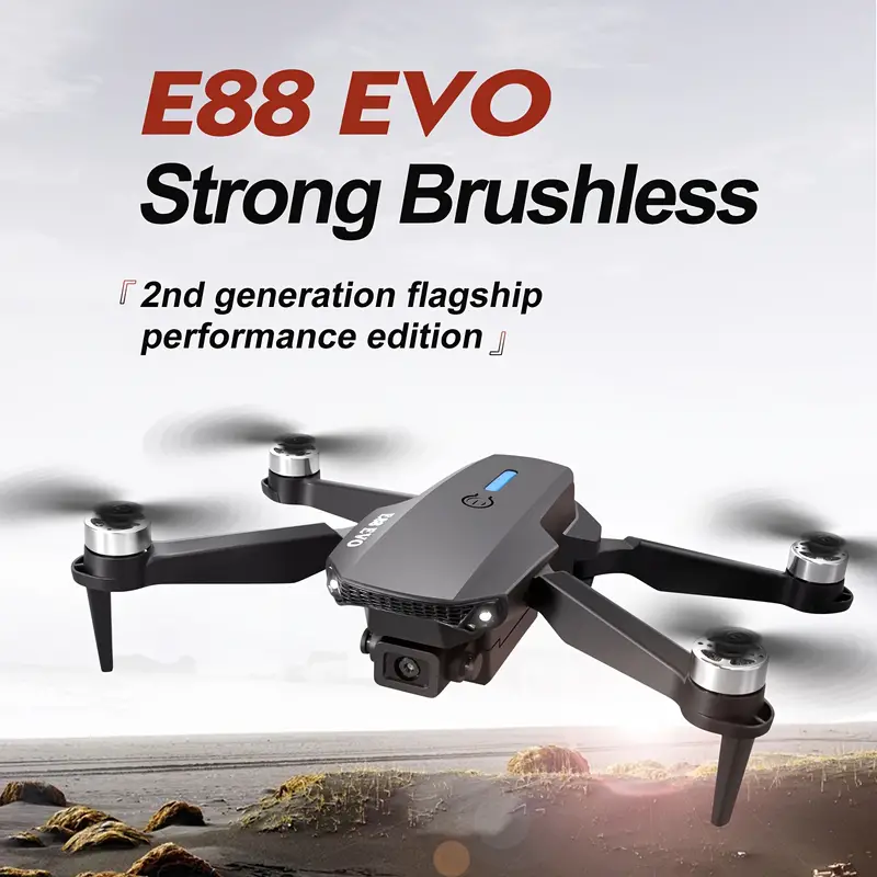 e88 evo remote control hd dual camera drone with dual three batteries brushless motor headless mode optical flow positioning smart follow track flight christmas halloween thanksgiving gifts details 0
