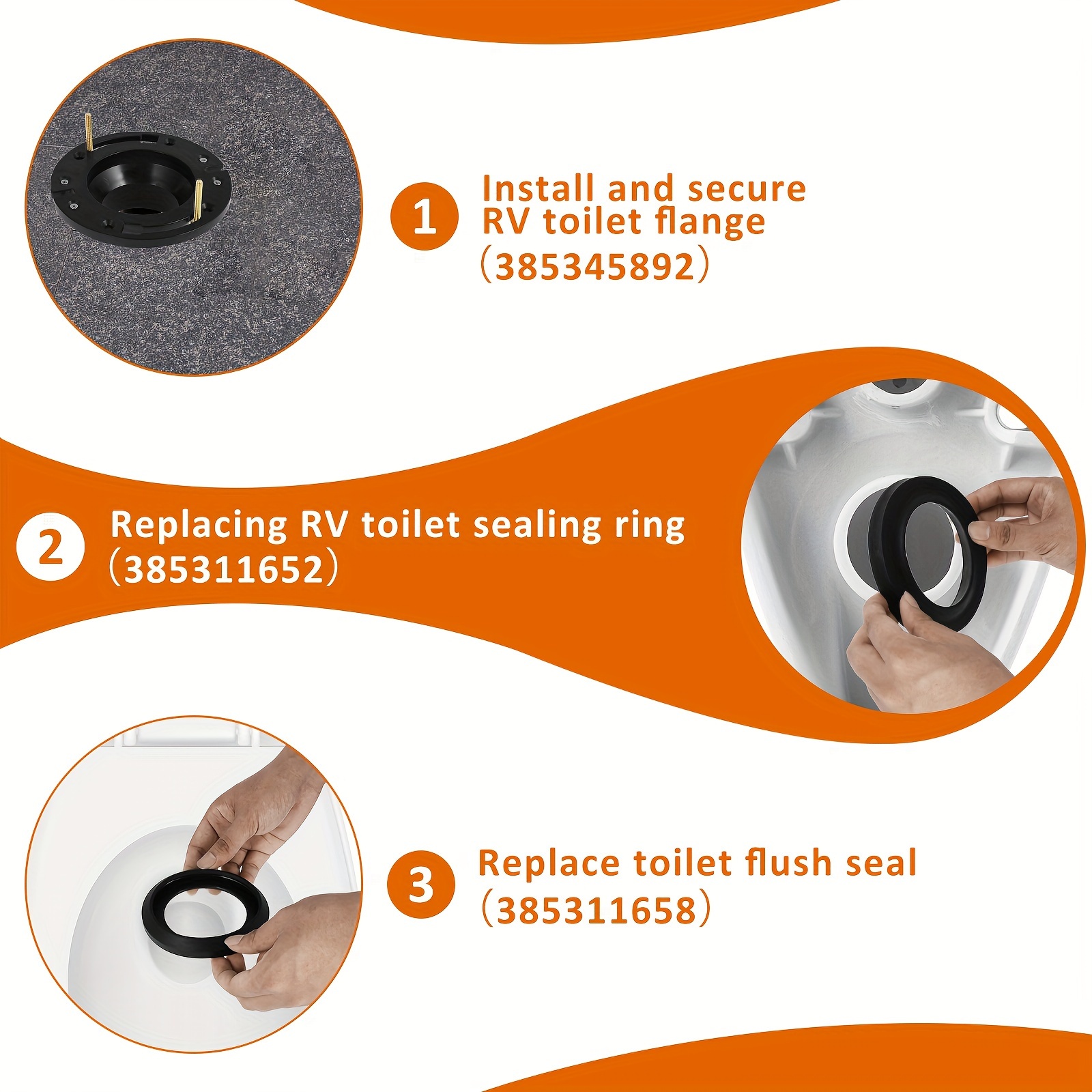  RV Toilet Seal, 385311652 RV Toilet Replacement Seal and  385311658 RV Toilet Flush Seal Compatible with Dometic 300/310/320 Toilet, RV  Toilet Gasket for 300/310/320 Series RV Toilet Flange Seal : Automotive