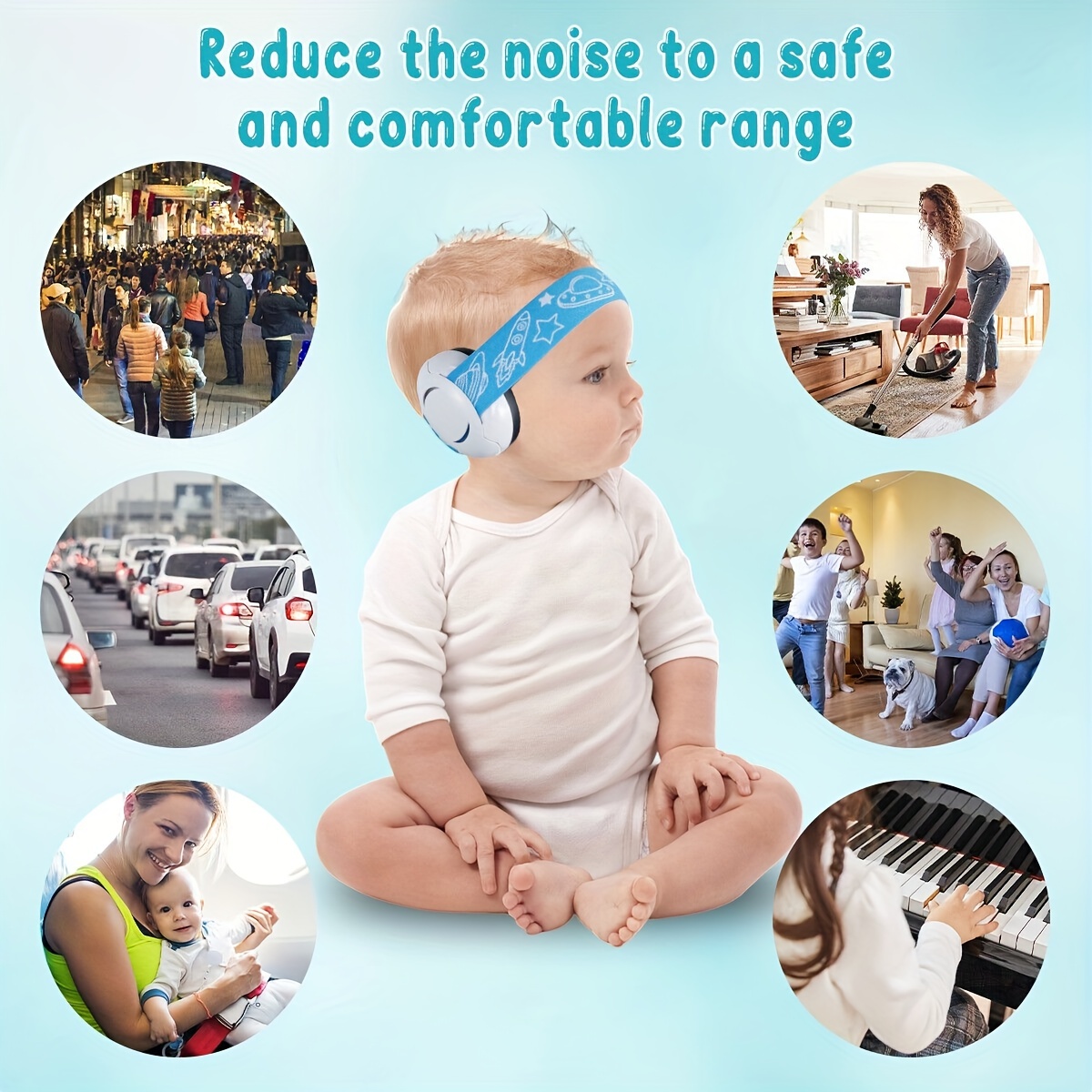 Orejeras para bebés con cancelación de ruido, protección auditiva para  niños pequeños con diadema elástica ajustable (oso, color blanco)
