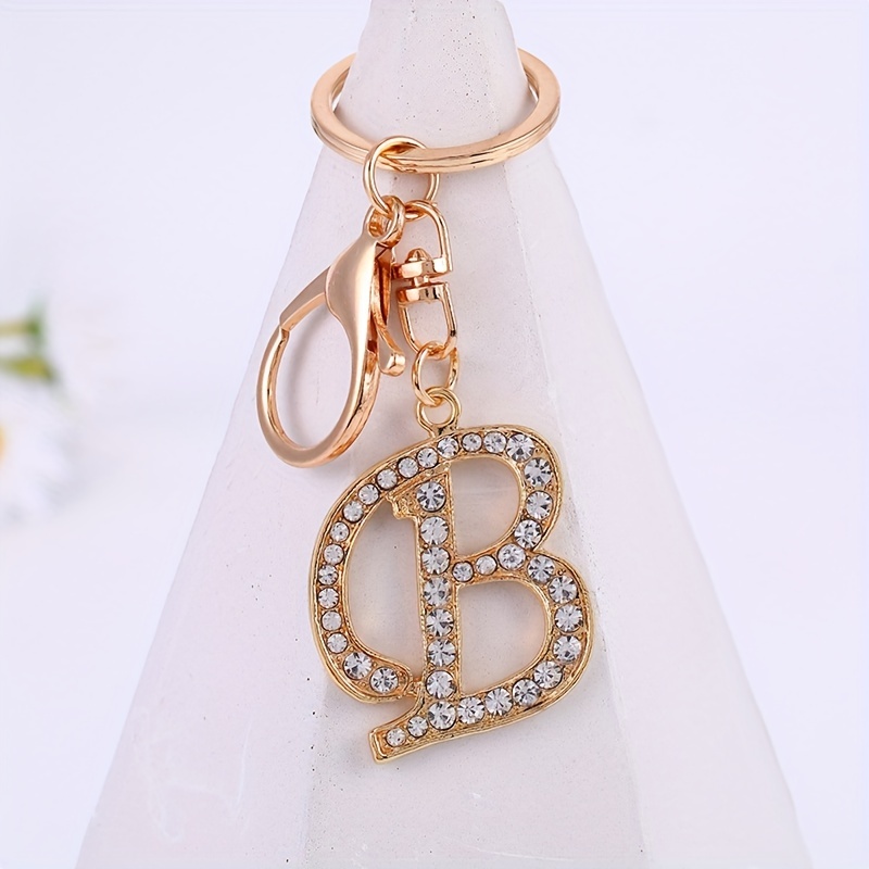 Golden Glitter Initial Letter Keychain Alphabet Key Chain - Temu