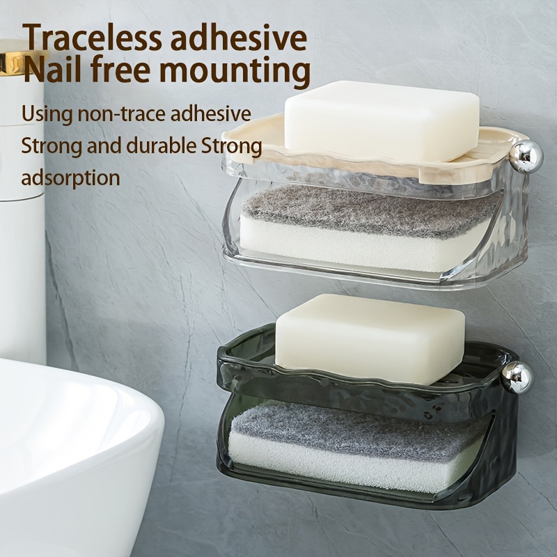 Double Wall Mounted Soap Holder Shower Wall Soap Dish for Shower
