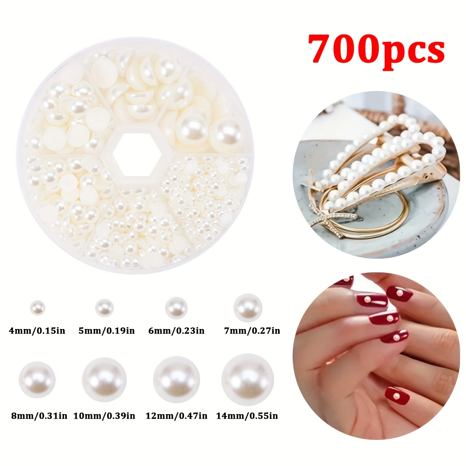 400 Assorted Size & Color Glass Round Pearl Beads a Mix of Small to Big  4mm, 6mm, 8mm, 10mm Loose Beads