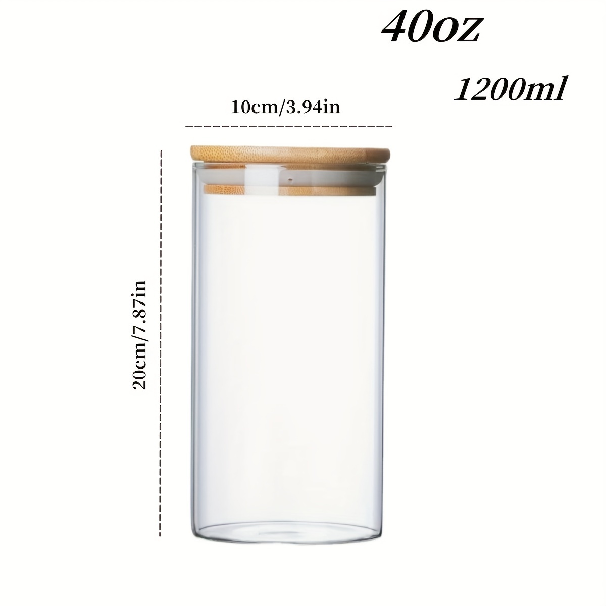 Glass Airtight Jar, Biscuit Jar With Airtight Bamboo Lid, High