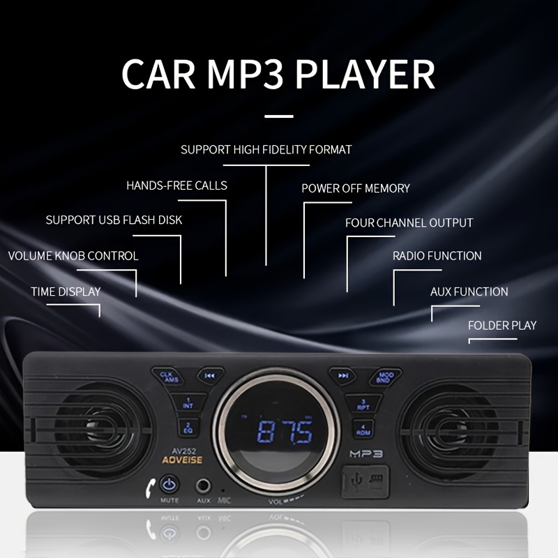 AOVEISE AV252 12V Tarjeta SD para coche MP3 Audio Radio para coche  eléctrico con altavoz Altavoz
